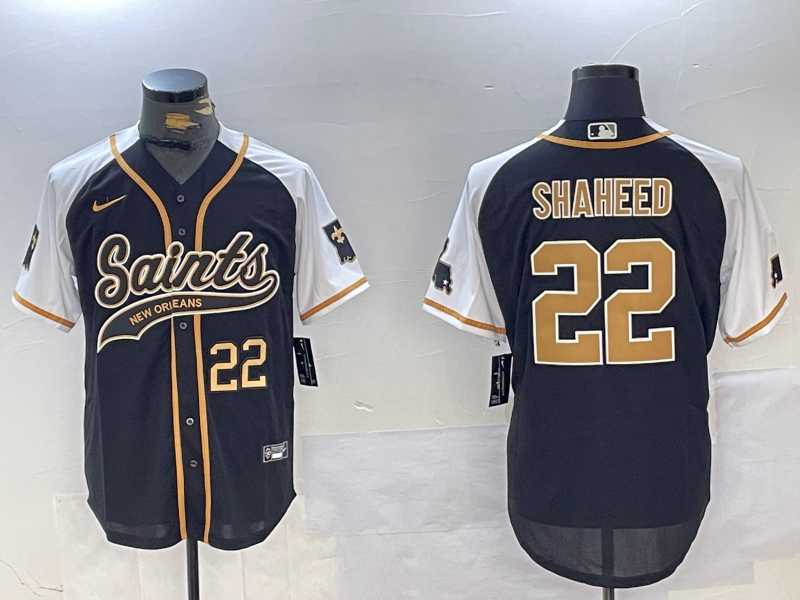 Mens New Orleans Saints #22 Rashid Shaheed Black White 1987 Legacy Cool Base Stitched Baseball Jerseys